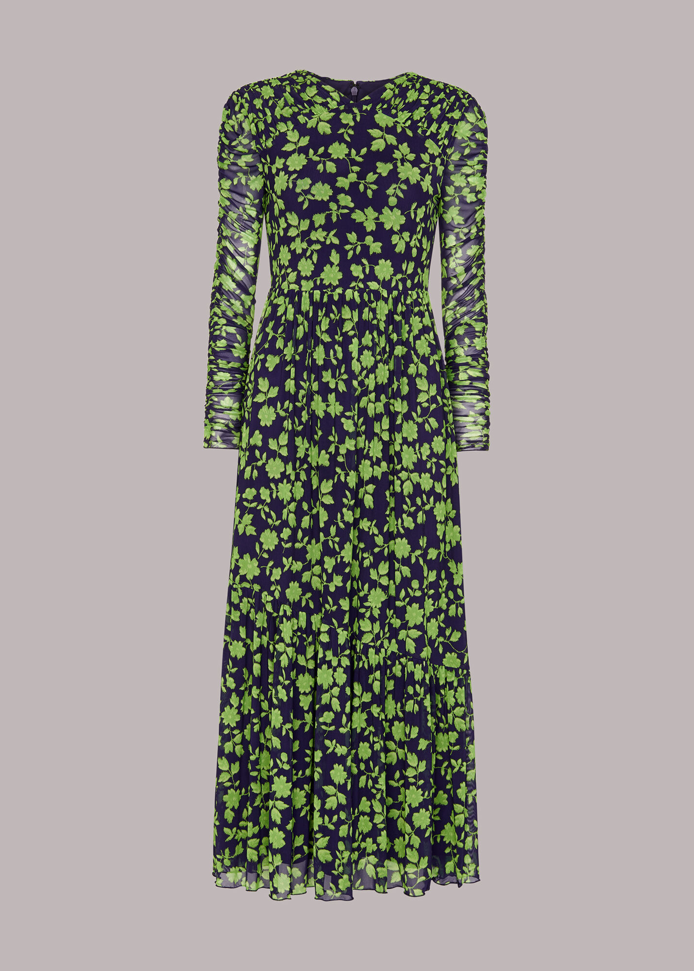 Long floral outlet mesh dress